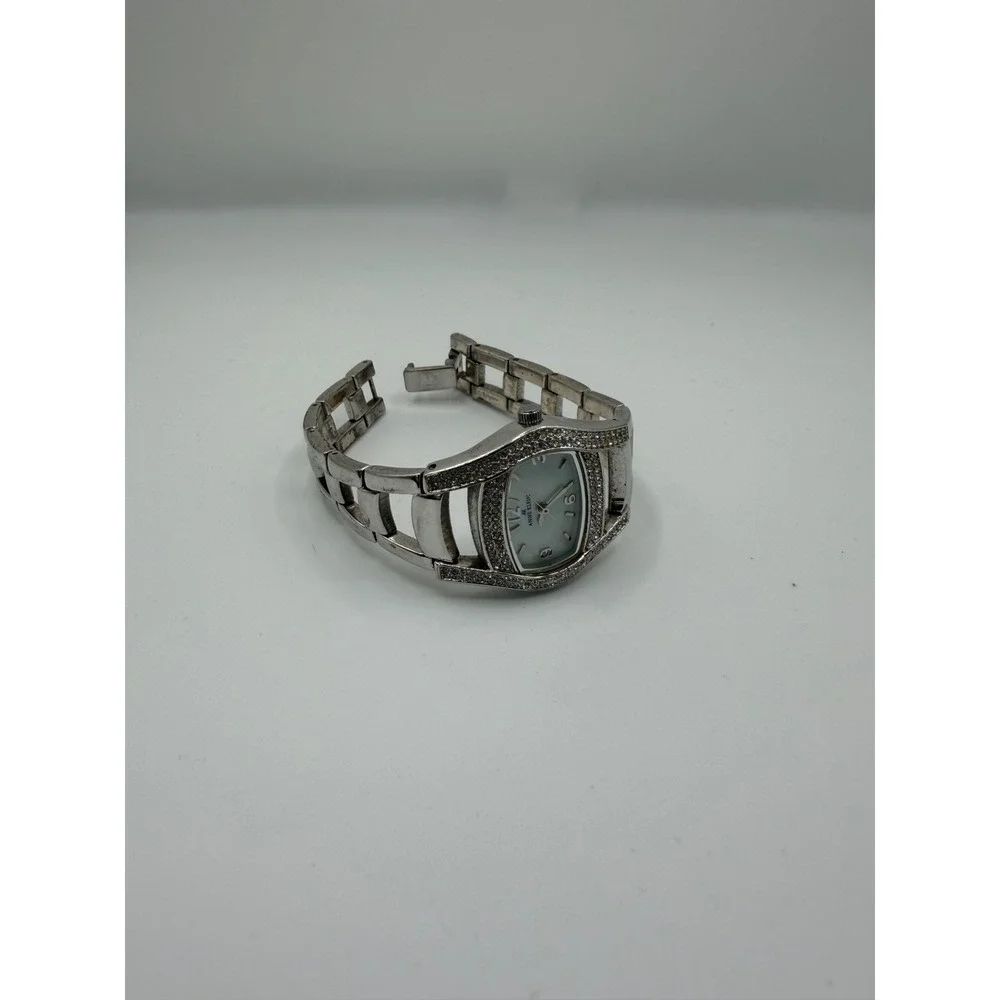 Anne Klein Womens Silver Tone Crystal Watch Mother of Pearl Dial 10/7155 753H